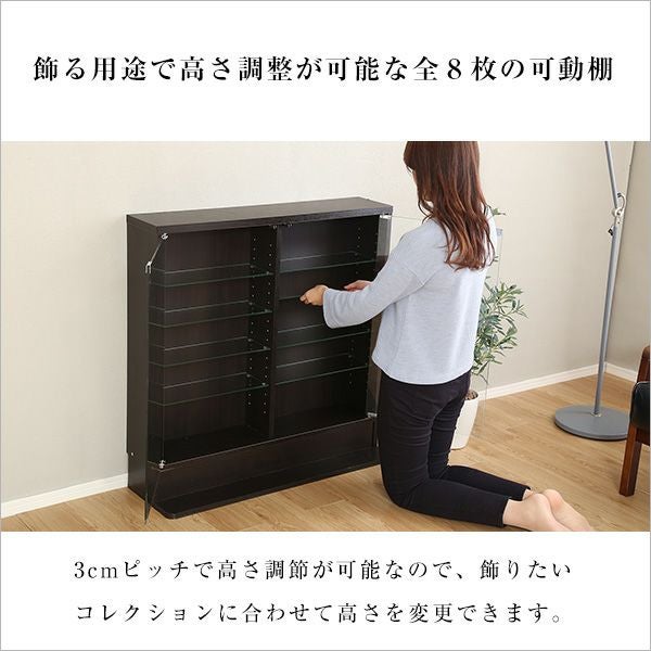 1点のみ【新品】コレクションラック レギュラー ロータイプ LEDライト付  ブラック お客様組立品 収納家具 コレクションラック LED付き 深型 ロータイプ 奥行き29cm palace[PLC