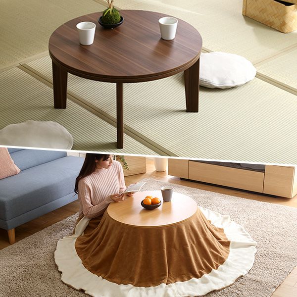 こたつ テーブル 丸型 幅70cm 本体のみ 石英管ヒーター付 リバーシブル