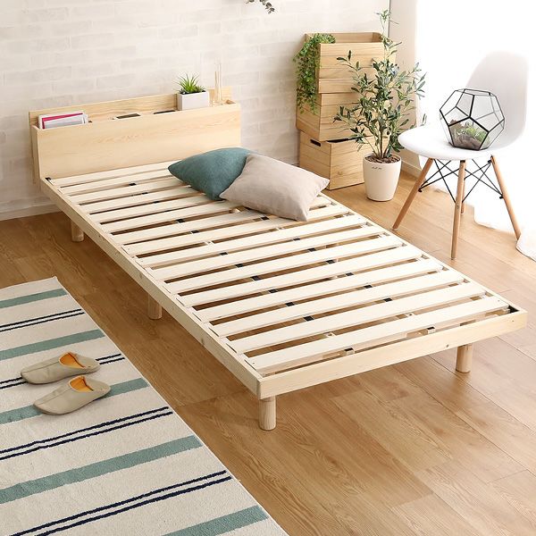 宮セット】パイン材高さ2段階調整脚付きすのこベッド(シングル) [ASP