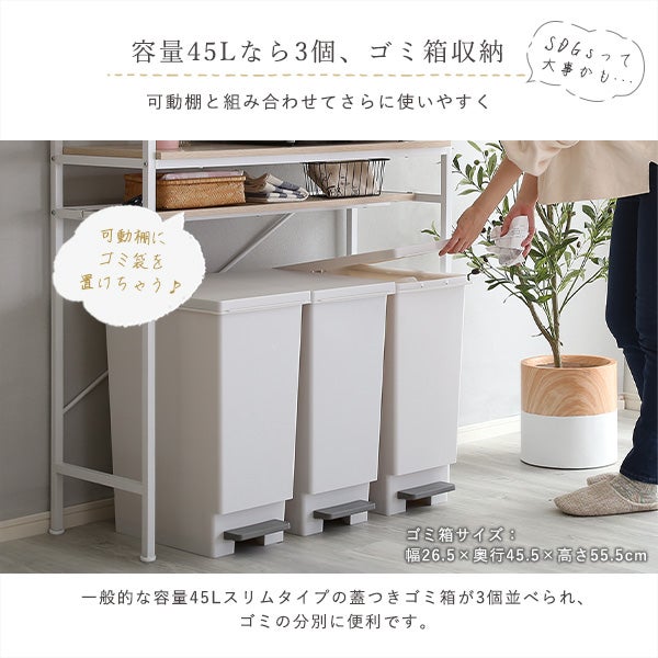 さわやかなオシャレゴミ箱上ラック ワイドタイプ Frais-フレ- [FRA-T3W 