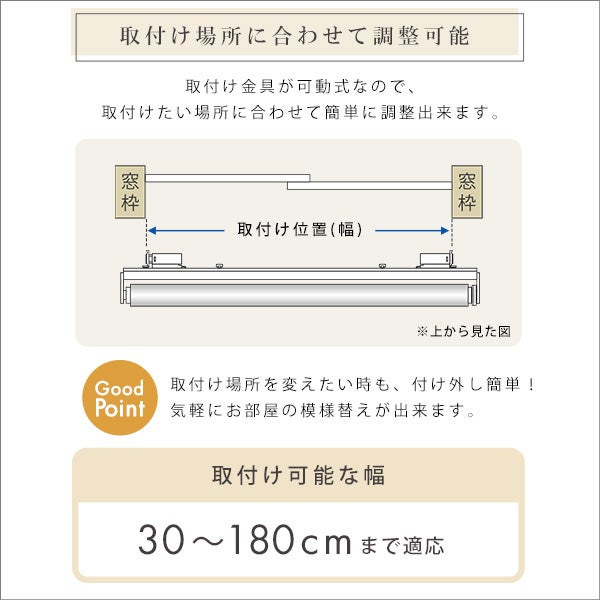 ホワイト リネン風 ロールスクリーン 180cm×180cm 壁空け不要！つっぱりロールスクリーン 幅180cm（遮光タイプ）[SH-16