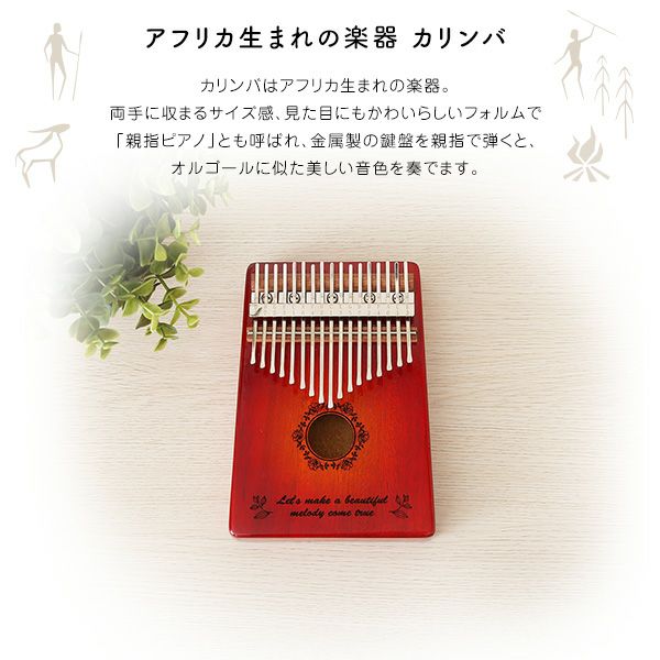 指で弾くピアノ カリンバ初心者セット 絵柄付きタイプ ハードケース