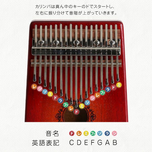 指で弾くピアノ カリンバ初心者セット 絵柄付きタイプ ハードケース