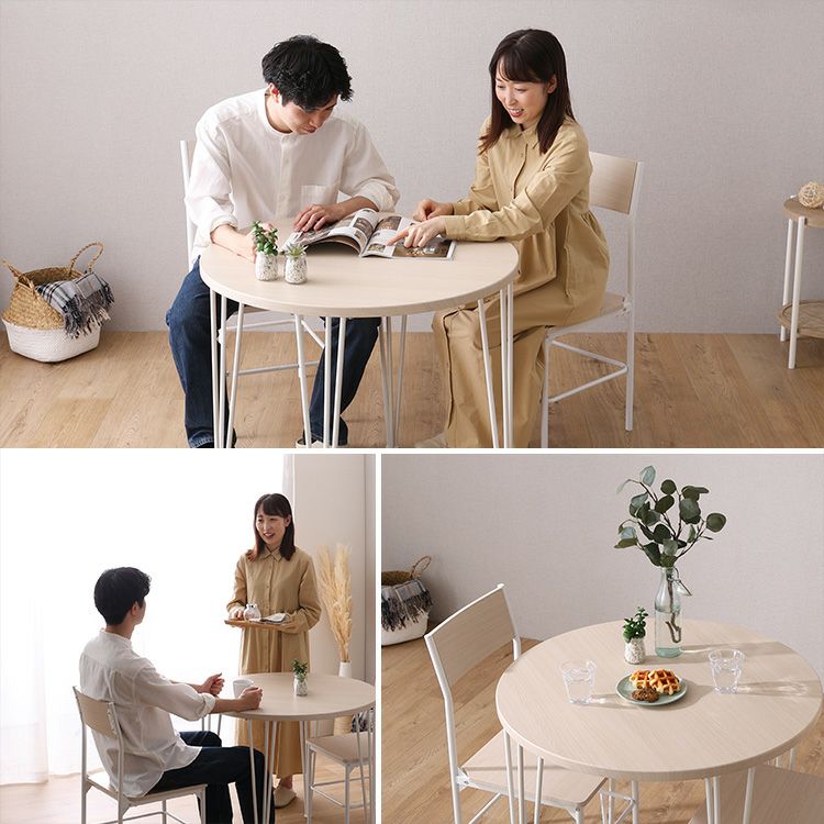 カッシーナ 円形 ホワイト テーブル 3点セット さわやかな円形