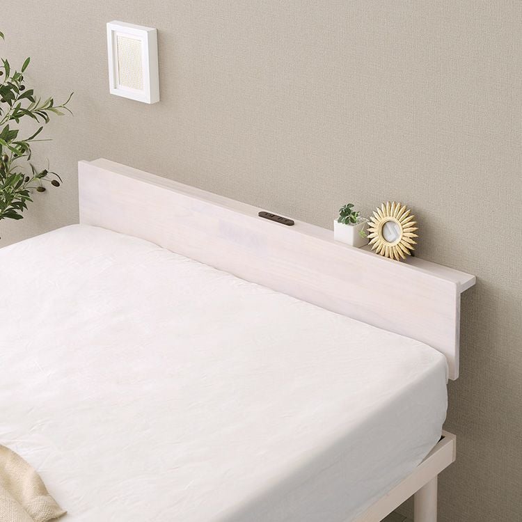 ヘッドボード 後付け 宮棚単品 コンセント付き セミダブル パイン材