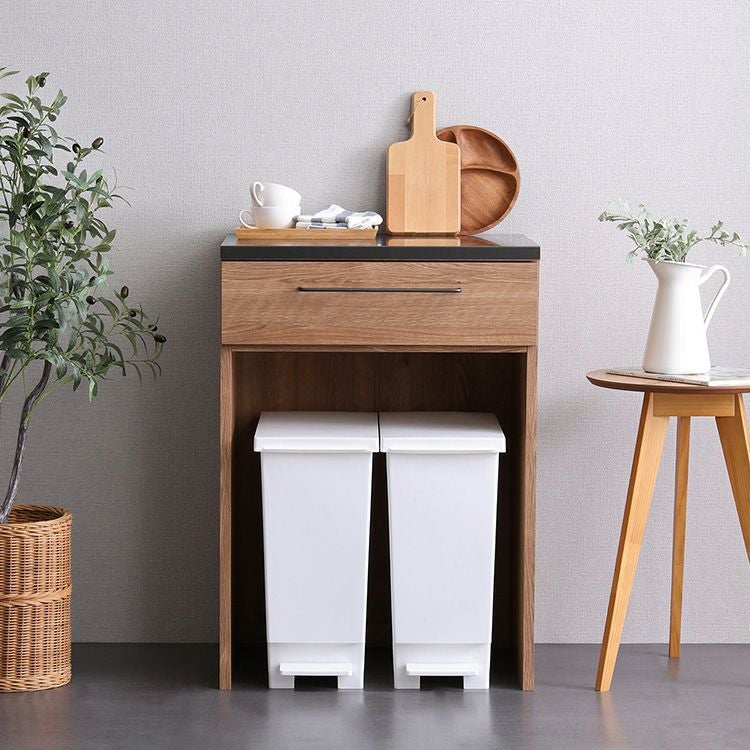 日本製 特殊鋼板を使ったキッチンカウンター【Lugo-ルゴ-】ゴミ箱上