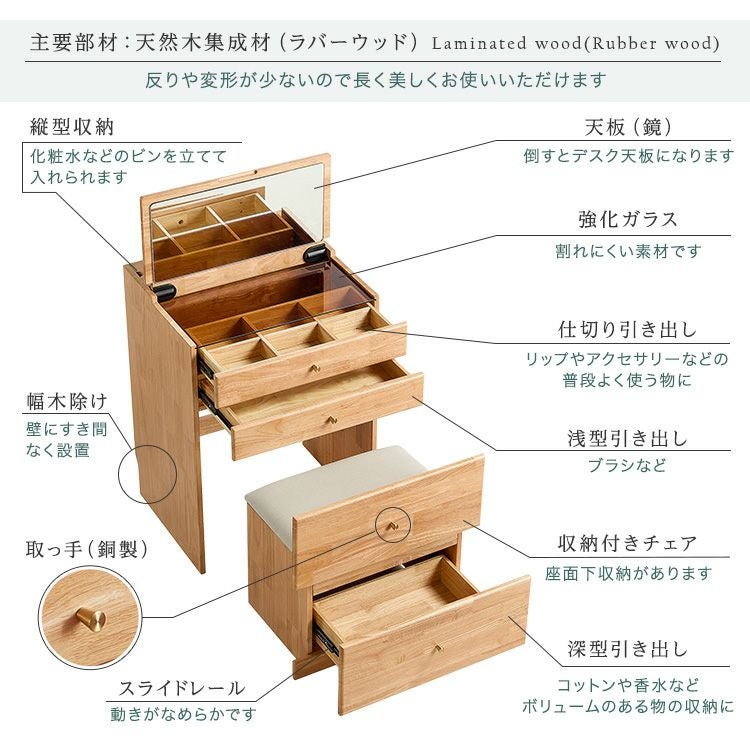 チェア付き コンパクトマルチ収納ドレッサー 【Lund-ルンド-】 [SH-LI