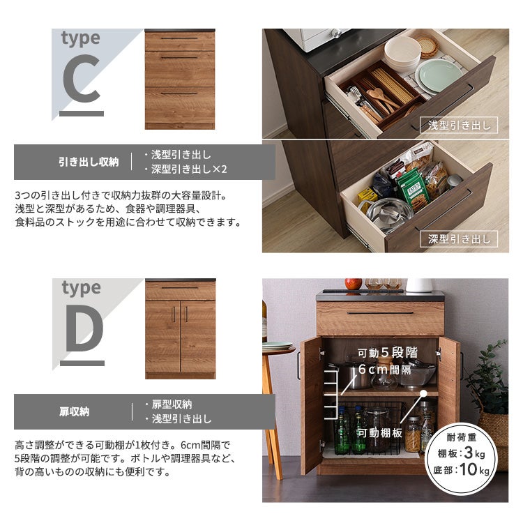 日本製 特殊鋼板を使った組み合わせキッチンカウンター 180cm オープン