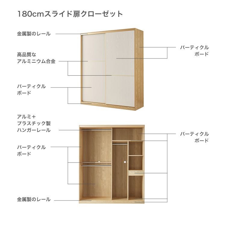 スライド扉クローゼット 180cm [SH-LI-00831] | 家具通販のグランデ本店