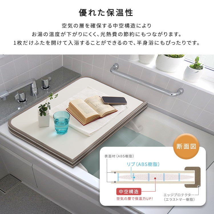 軽くてカビが生えにくい組み合わせ風呂ふた 幅73×奥行き128cm(3枚組