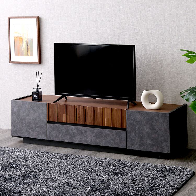 モルタル調×木目 モダンテイストなテレビ台 140cm幅 [SH-23-MM140