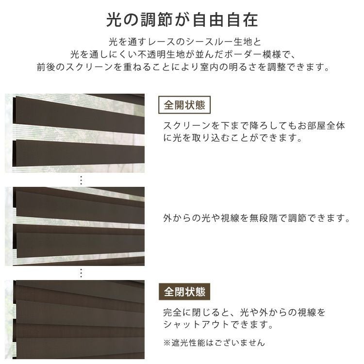1cm単位のオーダー対応！ 調光ロールスクリーン 幅131～200cm×高さ221